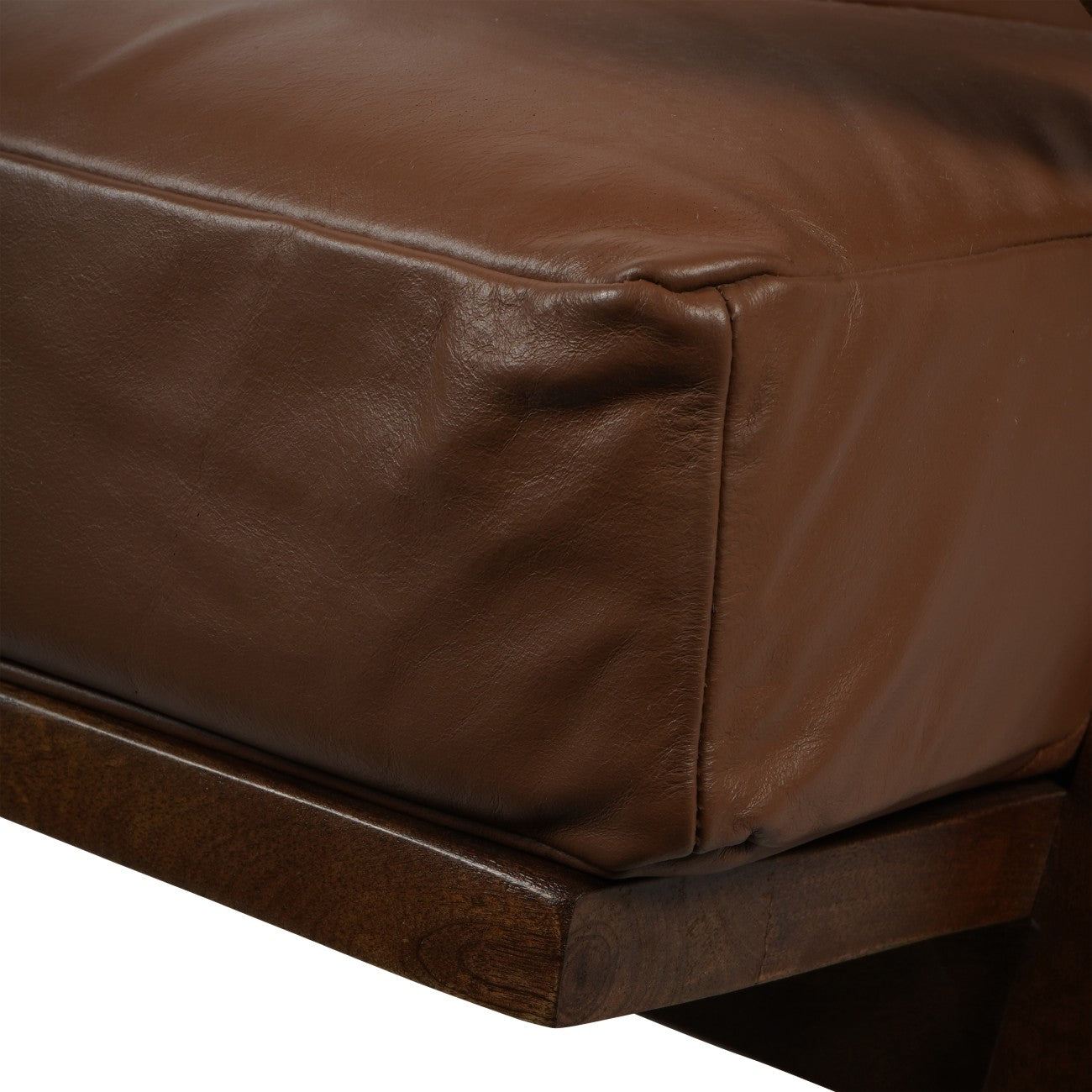 Atherton Brown Leather & Mango Wood Armchair